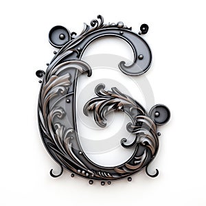 iron casted letter G takes center stage, isolated against a pristine white background.