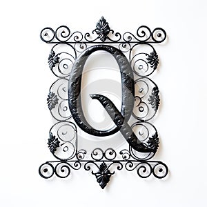 iron casted letter Q takes center stage, isolated against a pristine white background. photo