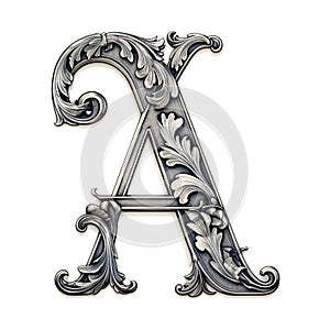 iron casted letter A takes center stage, isolated against a pristine white background.