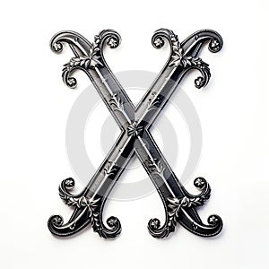 iron casted letter X takes center stage, isolated against a pristine white background. photo