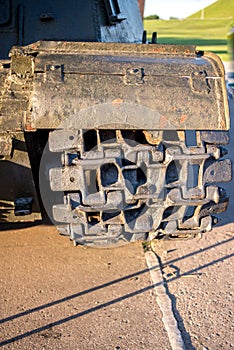 Iron caterpillar element from military tank