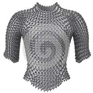 Iron chain armor on isolated white background, 3d illustration