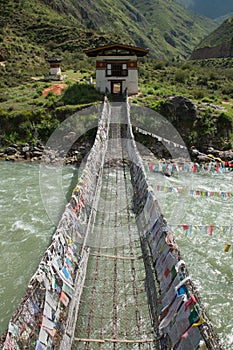 Iron chain bridge, Tamchoe Monastery, Bhutan