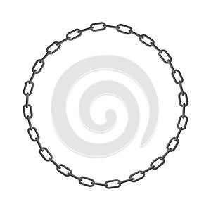 Iron chain. Circle frame of rings of chain. Vector illustration