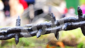 The iron chain with thorns protects the area from people