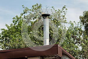 Iron chimney in the house