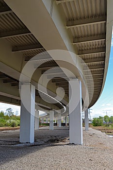 Iron construction road viaduct close-up