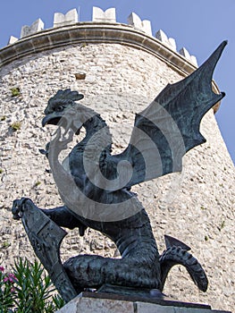 Iron dragon statue in the old Trsat castle.