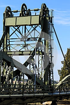 Iron drawbridge over Rio Sado, Alcacer do Sal, Portugal