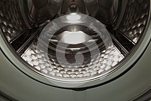Iron drum of washing machine close up
