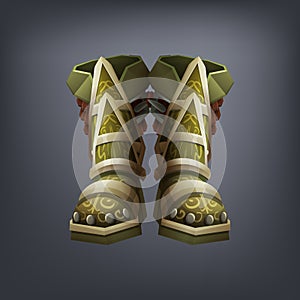 Iron fantasy armor boots for game or cards.