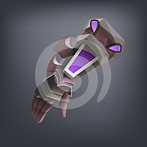 Iron fantasy armor hand glove for game or cards.