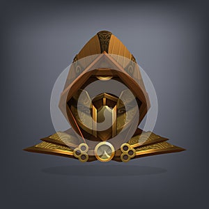 Iron fantasy armor helmet for game or cards.