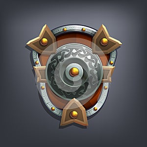 Iron fantasy shield for game or cards.