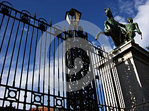 Iron fence in front of Umberto I gallery in Naples, Italy