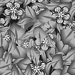 Iron Flowers and Leaves Seamless Pattern Background