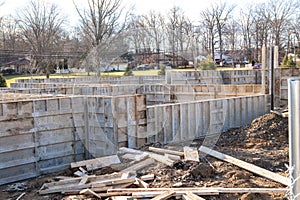 iron formwork for the foundation of a plywood house