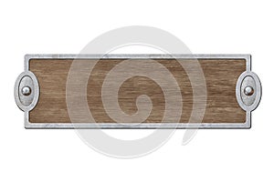 iron frame with wooden texrure isolated on white background