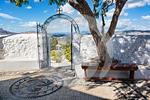 Iron gate and Cross in front of Tsambika Monastery, RHODES, GRE