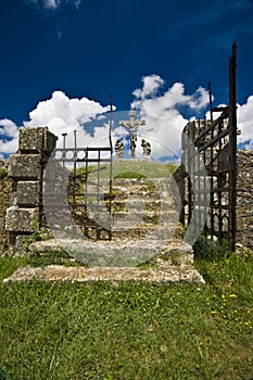 The iron gate of the entrance of calvary in Zminj