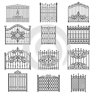 Iron gate line art set photo