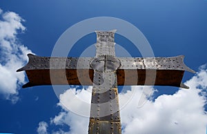 Iron georgian orthodox christian cross, traditional religious symbol