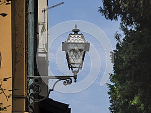 Iron and Glass Lantern in the village of Cernobbio, Italy