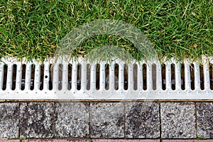 Iron grate of a storm drainage system.