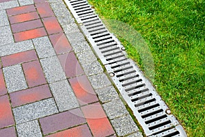 Iron grating line of the drainage system.