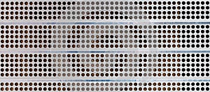 Iron grid texture background silver metal pattern with reflective round holes