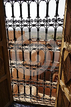 Iron grill on window of the Kasbah