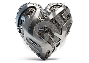 Iron Heart Shape made of rusty Iron plates isolated on white. Generative AI
