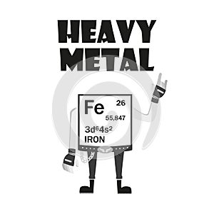 Iron - heavy metal from periodic table, metalhead