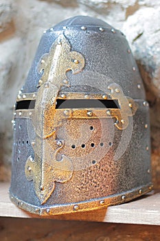 Iron helmet of the medieval knight.