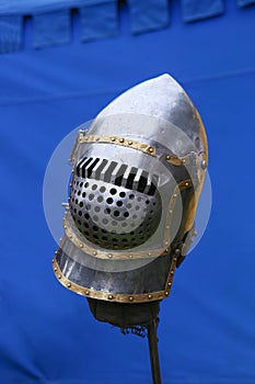 Iron helmet in the medieval knight tournament.