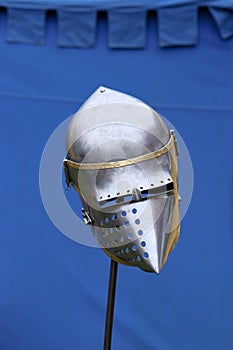 Iron helmet in the medieval knight tournament.