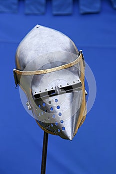 Iron helmet in the medieval knight tournament.
