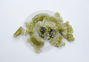 Iron II sulfate or sulphate, ferrous sulfate. Also copperas and green vitriol.