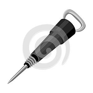 Iron jackhammer. A hammer for pounding rocks.Tool miner.Mine Industry single icon in monochrome style vector symbol