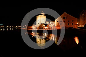 Iron maiden tower Zelezna panna - in czech on Zatkov Embankment Zatkovo nabrezi. Ceske Budejovice, Czechia