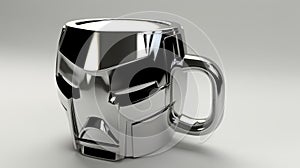 Sci-fi Robot Helmet Coffee Cup With Chrome Finish