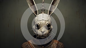 Iron Masked Rabbit: A Playful And Hyper-detailed Character Design photo