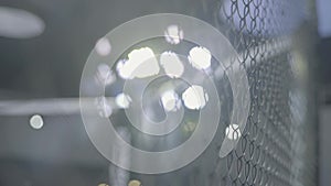 Iron mesh cage MMA. Close-up.