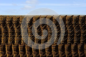 Iron mesh stacked on pile photo