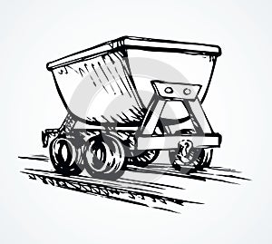 Iron miner`s trolley. Vector drawing