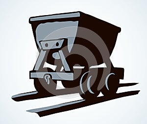 Iron miner`s trolley. Vector drawing