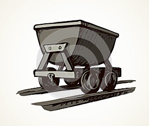 Iron miner`s trolley. Vector drawing