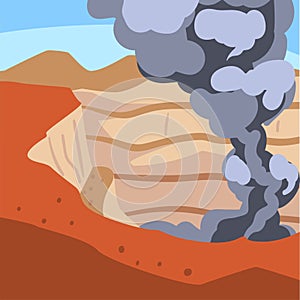 Iron Ore Mining Quarry, Metallurgical Industry Concept Vector Illustration