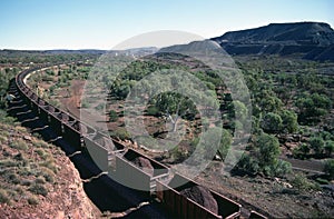 An iron ore train coming out of the western Australian