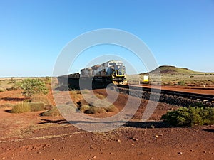 Iron Ore train in the outback Pilbara Western Australia photo